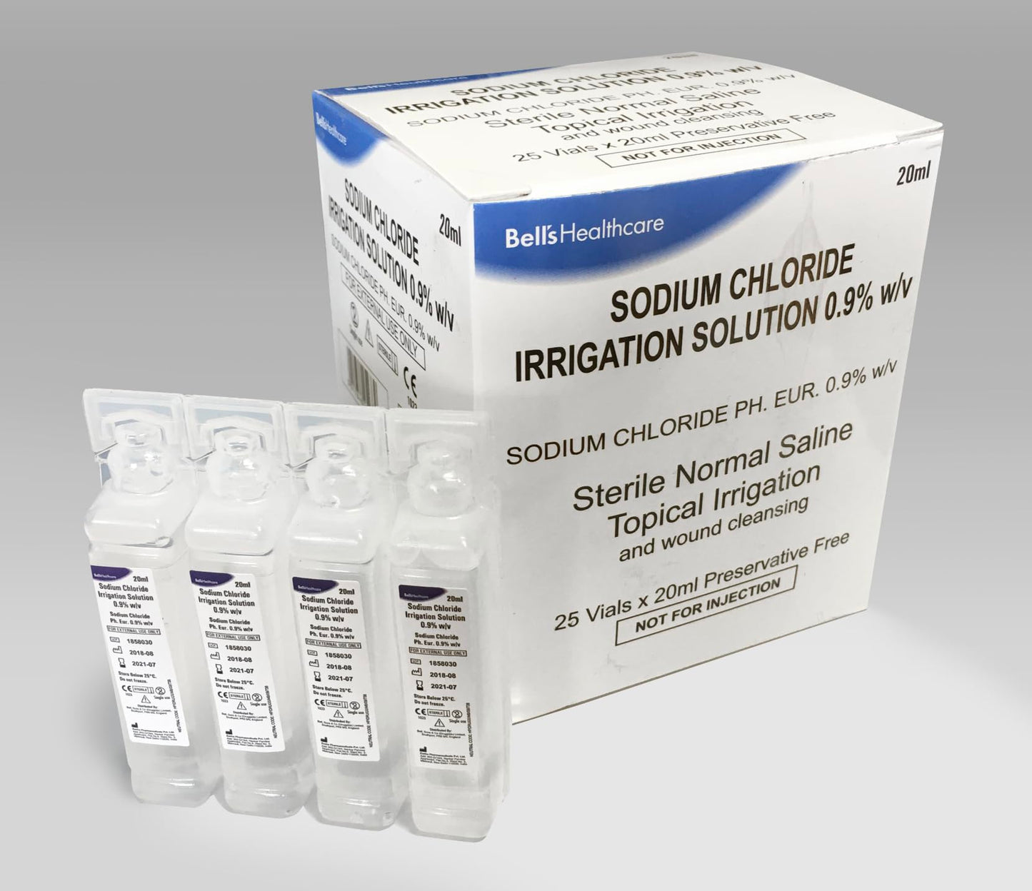 Sterile Saline Eye Wash Solution Pods - 1 x 25 x 20ml First Aid Eyewash Drops - Contains Sodium Chloride