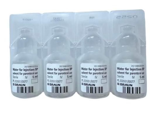 Peptides Sterile Mixing Water Reconstitution Solution - 20ml - 5ml x 4 Plastic Ampules